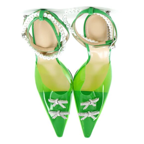 Mach & Mach Women's Matilda Ankle Strap Pumps PVC 100 Green - Picture 2 of 4